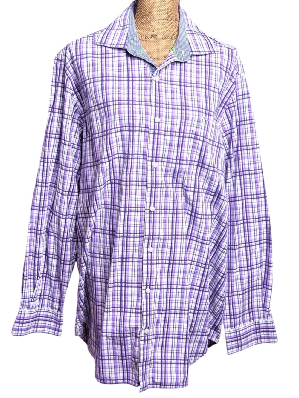 Tailorbyrd purple plaid long-sleeve button-down shirt Men’s XLT | ad
